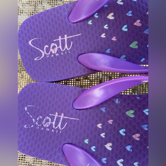 2pr. Gently Worn/Clean Sz-C/ 11-12 Cat& Jack Tan Sandals/Purple Scott Flip Flops - Picture 16 of 16